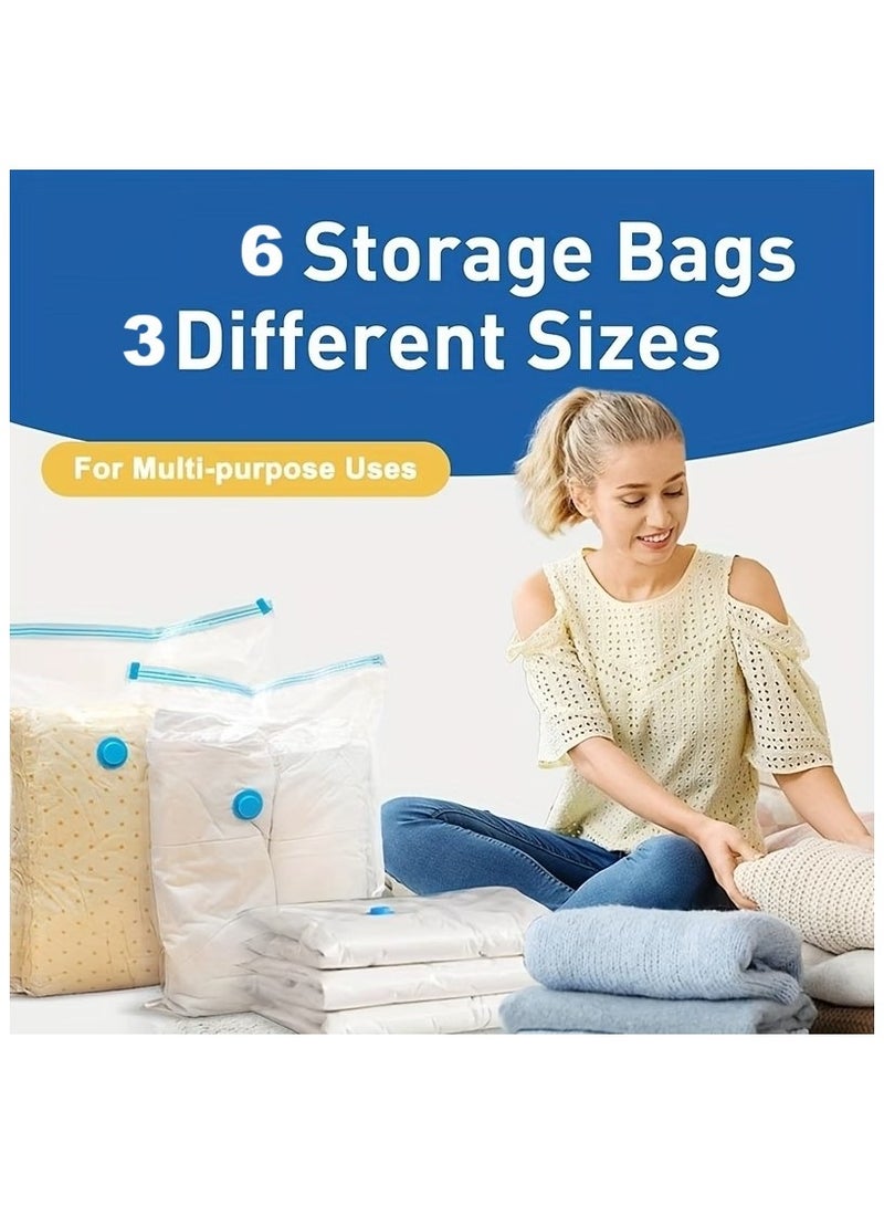 HIAS Vacuum Storage Bags (2Jumbo + 2Large + 2Small + 1Pump) Reusable Compression Bags for Clothes Blankets Duvets Pillows 75% Space Saving Wardrobe Travel Storage - Image 3